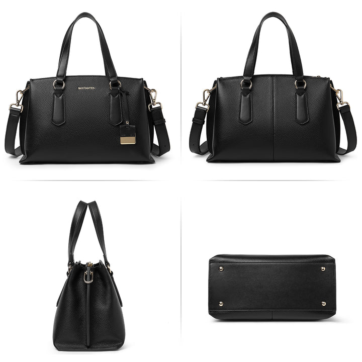 BOSTANTEN Women Leather Handbags Designer Tote Purses Ladies Fashion Satchel Top Handle Bags Triple Compartment - BOSTANTEN