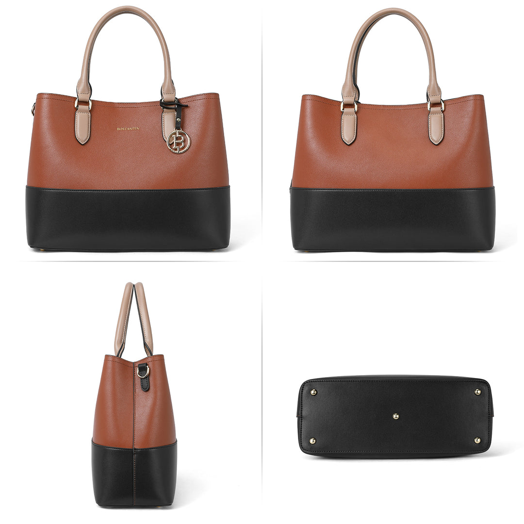 Satchel Handbags Leather Tote Purses Two Tone Designer Work Top Handle - BOSTANTEN