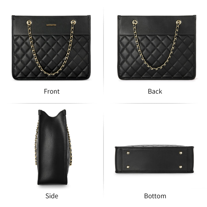BOSTANTEN Handbags for Women Designer Leather Purses Quilted Shoulder Tote Bag with Chain Strap - BOSTANTEN