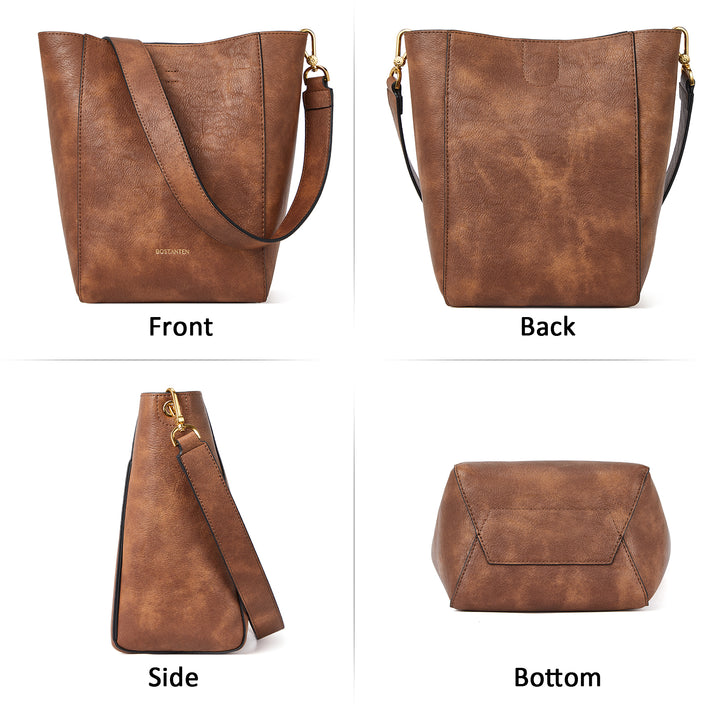 BOSTANTEN Leather Purses and Handbags for Women Designer Hobo Bucket Bag Fashion Small Crossbody Purses