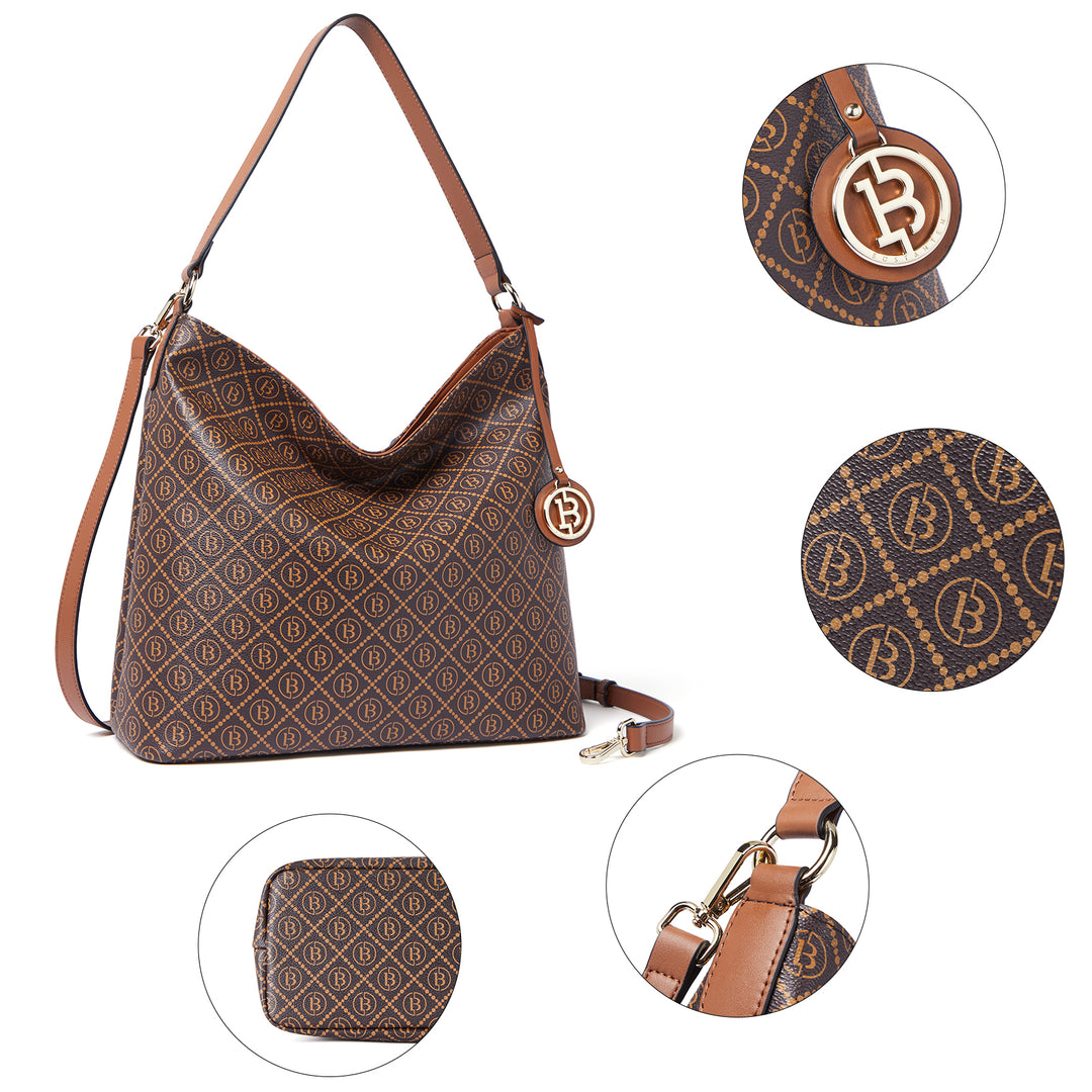 BOSTANTEN Hobo Bags for Women Genuine Leather Purses Designer Signature Handbags Ladies Tote Purses - BOSTANTEN
