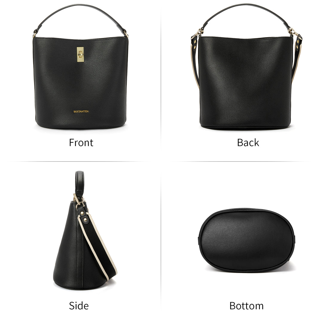 BOSTANTEN Leather Handbags for Women Designer Hobo Bucket Purses Fashion Ladies Crossbody Bags for Work Travel Daily - BOSTANTEN