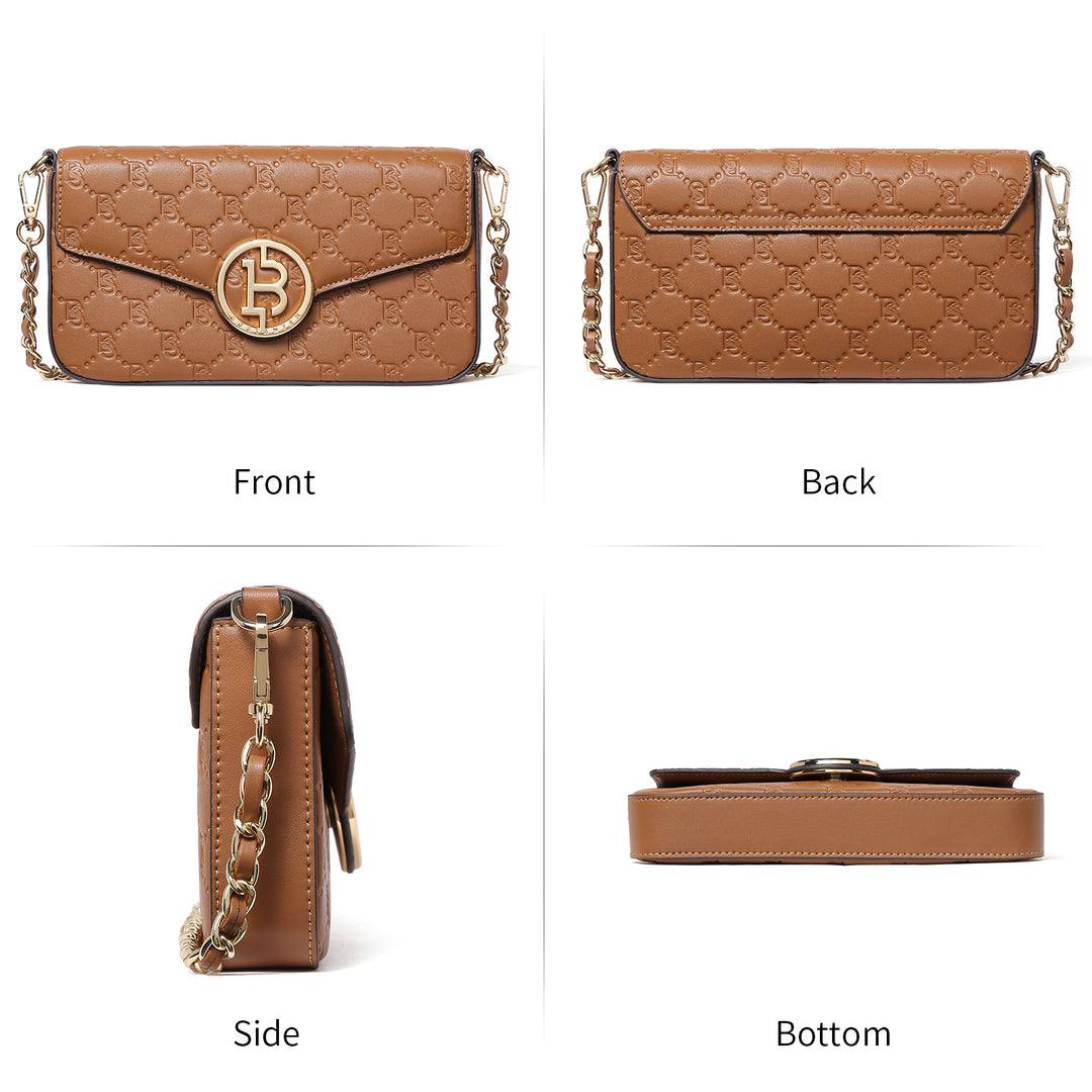 BOSTANTEN Small Crossbody Bags for Women Quilted Leather Designer Shoulder Bag with Chain Strap - BOSTANTEN