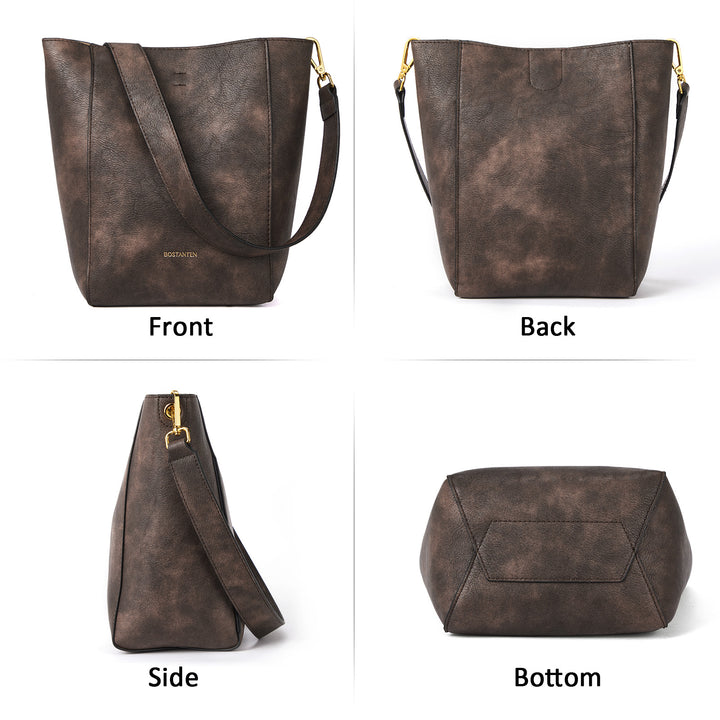 BOSTANTEN Leather Purses and Handbags for Women Designer Hobo Bucket Bag Fashion Small Crossbody Purses