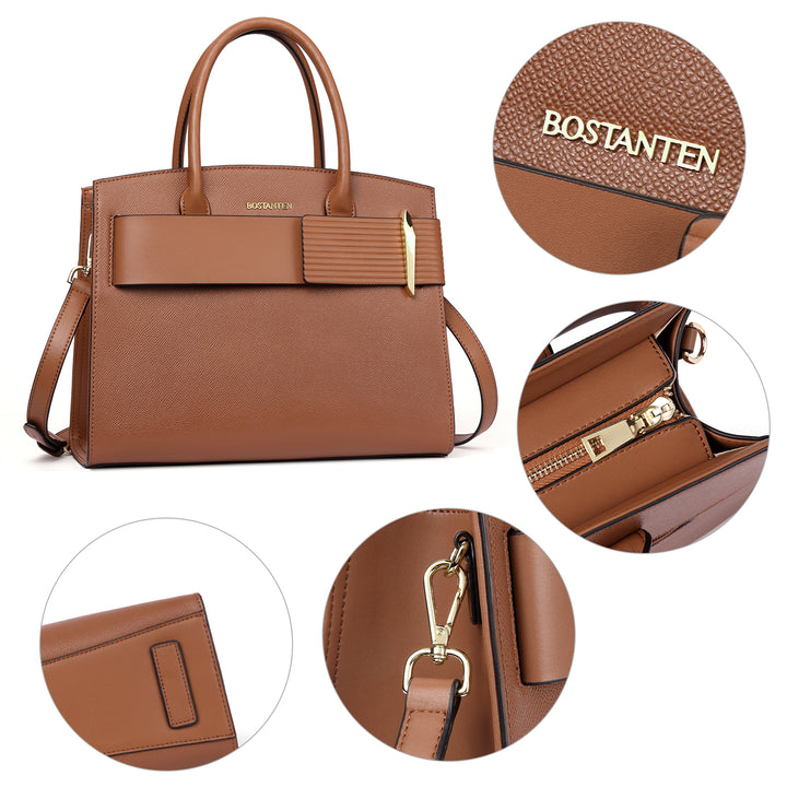 BOSTANTEN Women Handbags Leather Ladies Shoulder Bags Designer Top Handle Work Travel Satchel Tote Bag - BOSTANTEN