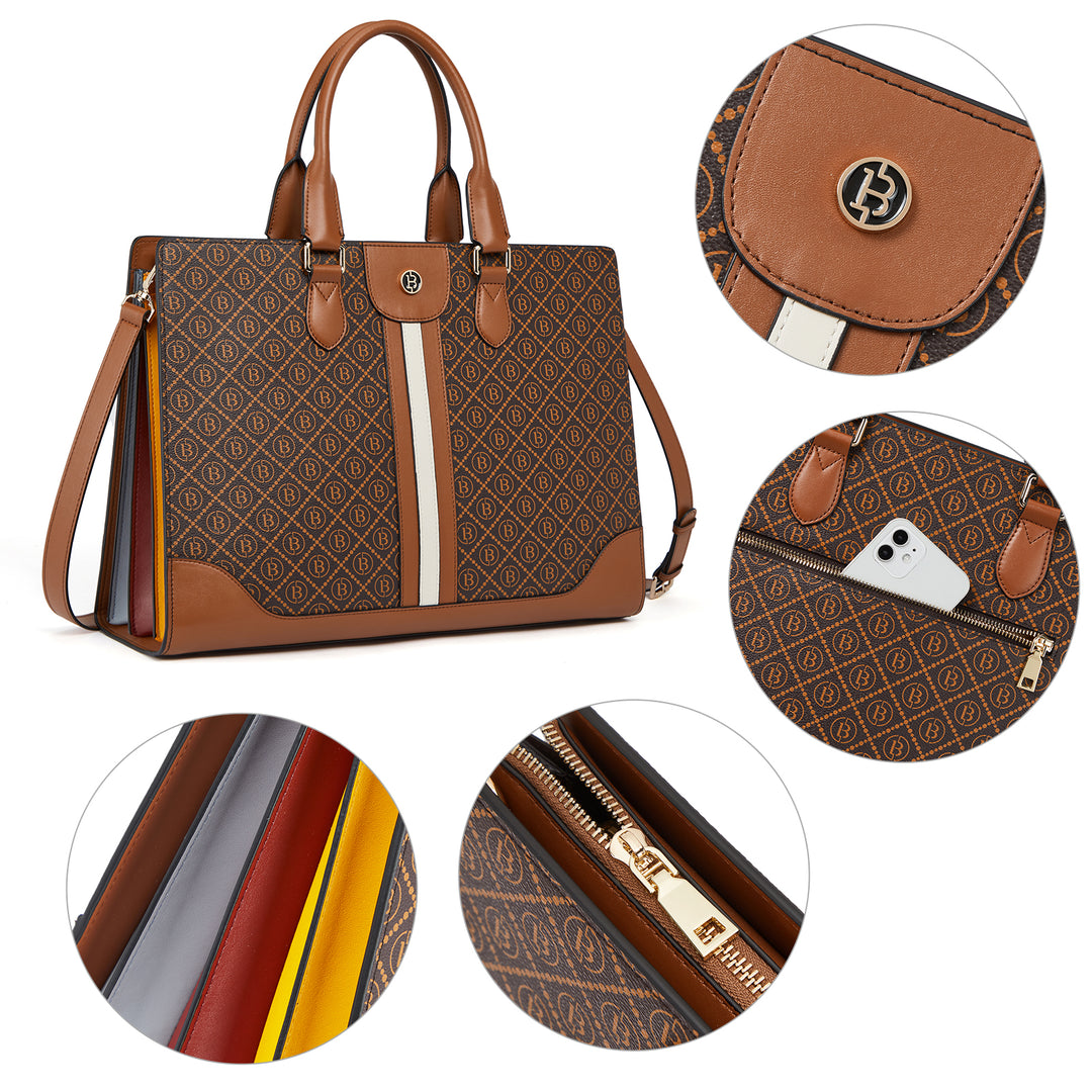 Stroud Vintage Leather Briefcase — Fashion Round - BOSTANTEN