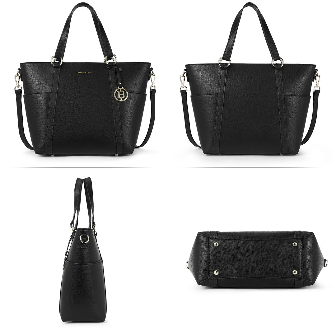 BOSTANTEN Women Leather Handbags Designer Purses Fashion Tote Shoulder Top Handle Bag for Work Daily - BOSTANTEN