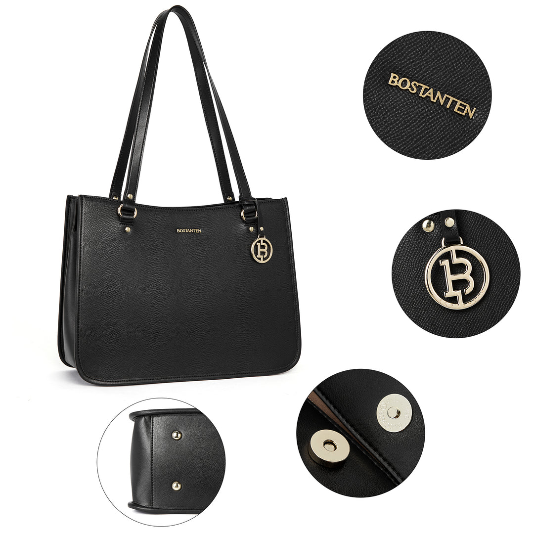 BOSTANTEN Leather Handbags Deigner Tote Bag Women Top-Handle Satchel Purses Shoulder Bags - BOSTANTEN