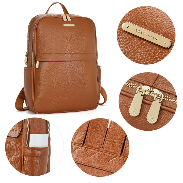Nombongo Leather 15.6 Inch Laptop Daypack Backpack for Women