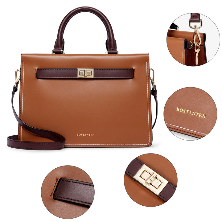 BOSTANTEN Leather Handbag for Women Top Handle Designer Fashion Shoulder Bag Purse - BOSTANTEN