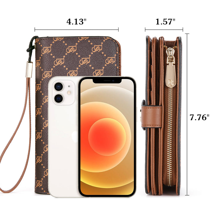 BOSTANTEN Womens Wallet Genuine Leather Large Capacity Wristlet Clutch Purse Credit Card Holder with RFID Blocking
