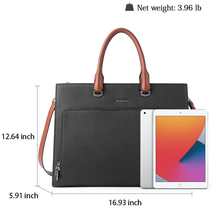 Machk Women's Briefcase Tote — Classic Black Design - BOSTANTEN