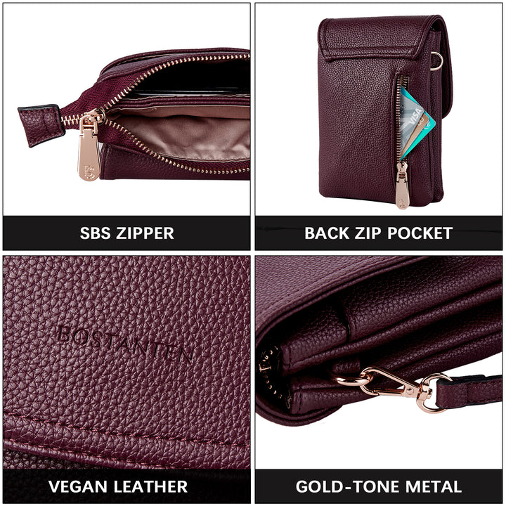 Evelyn Leather Crossbody Phone Wallet For Women —— Boudoir Style