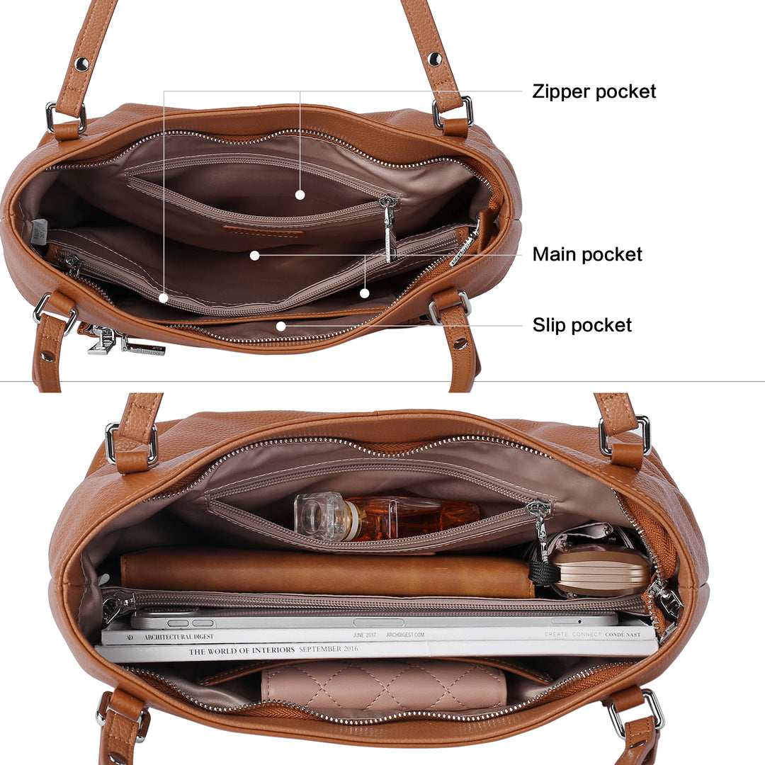 BOSTANTEN Women Handbag Leather Designer Satchel Pures Soft Hobo Bags Shoulder Top Handle Tote Work Bag - BOSTANTEN