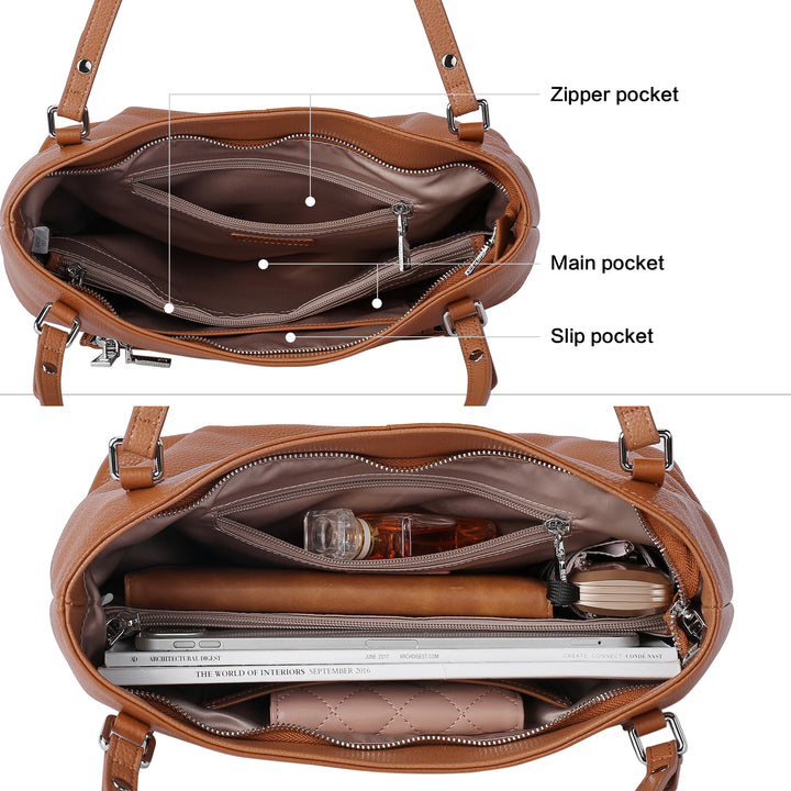 BOSTANTEN Women Handbag Leather Designer Satchel Pures Soft Hobo Bags Shoulder Top Handle Tote Work Bag - BOSTANTEN