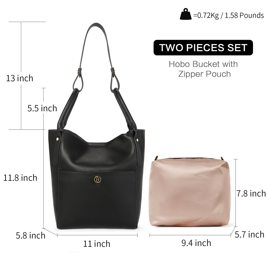 BOSTANTEN Women Handbags Leather Purses Designer Hobo Bucket Tote Bags with Zipper Pouch - BOSTANTEN