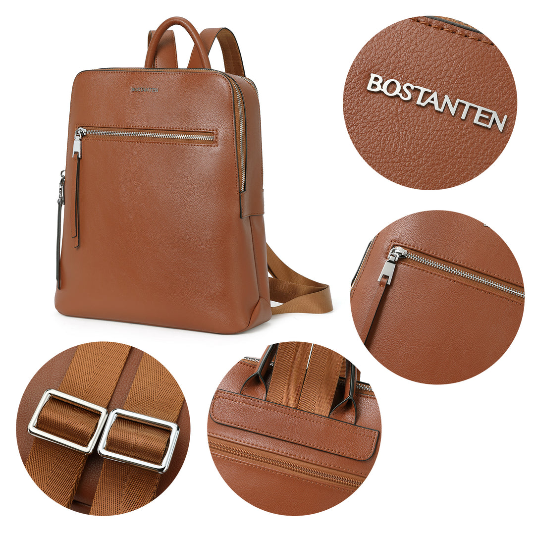 Nombongo Soft Leather Backpack — Pitch-Black - BOSTANTEN