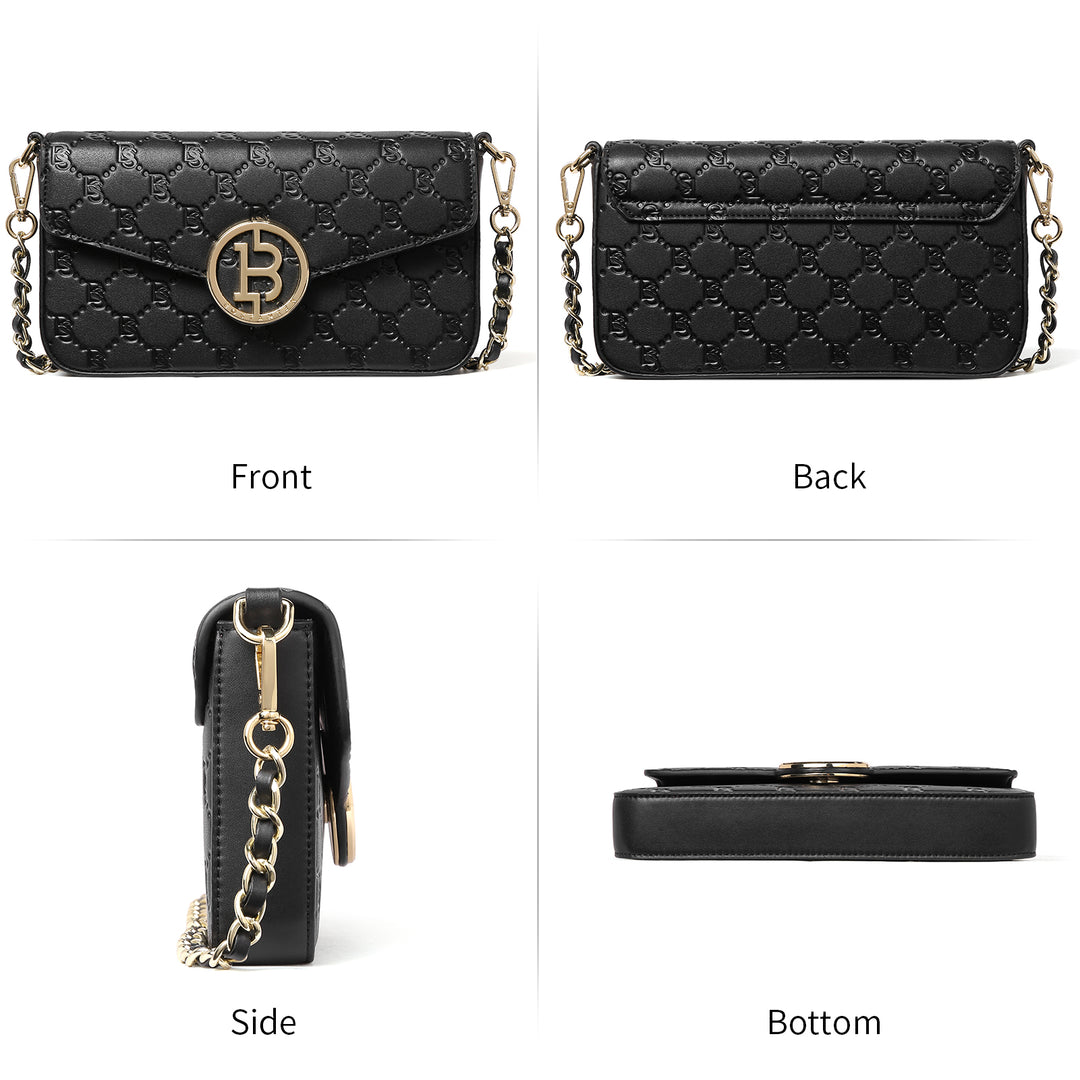 BOSTANTEN Small Crossbody Bags for Women Quilted Leather Designer Shoulder Bag with Chain Strap - BOSTANTEN