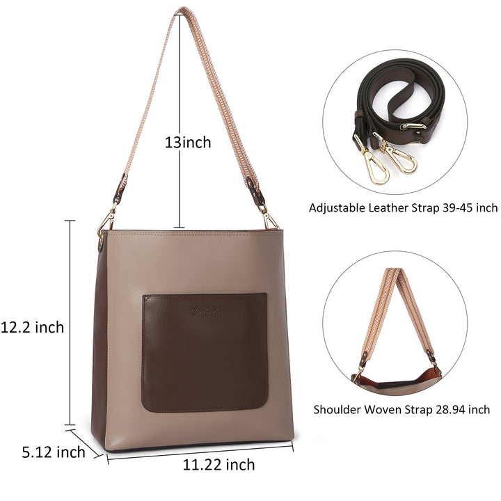 BOSTANTEN Genuine Leather Hobo Handbags Designer Shoulder Tote Purses Crossbody Large Bag for Women - BOSTANTEN