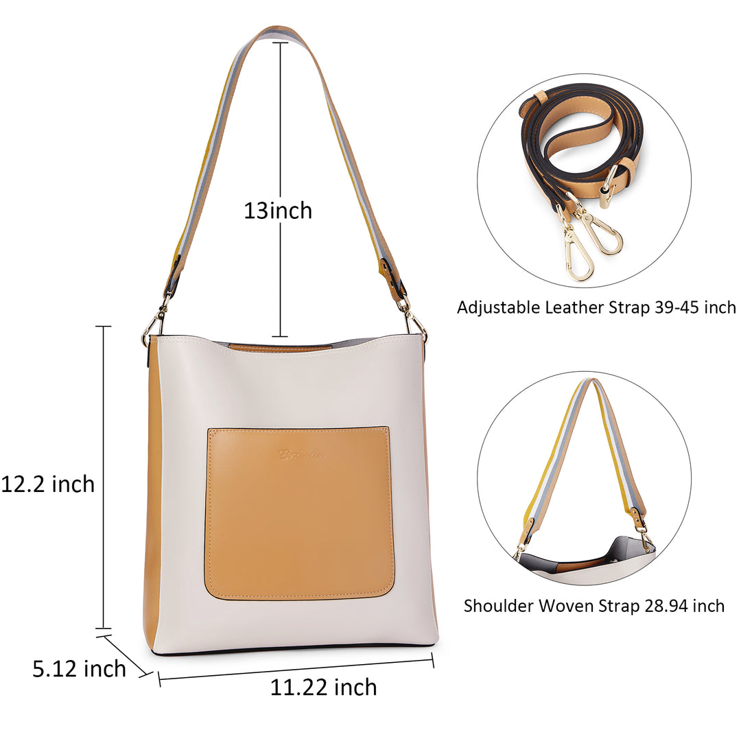 BOSTANTEN Genuine Leather Hobo Handbags Designer Shoulder Tote Purses Crossbody Large Bag for Women - BOSTANTEN