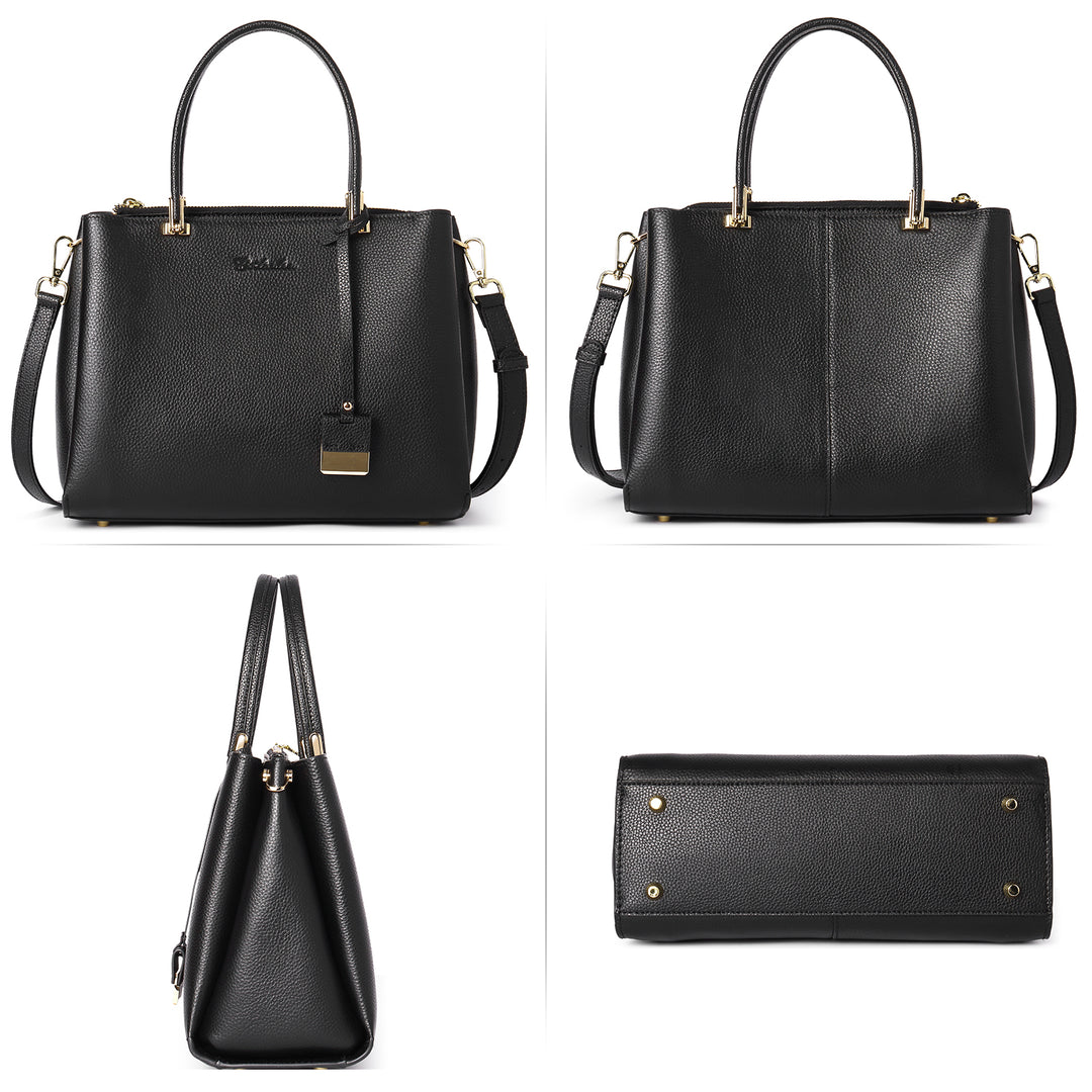 BOSTANTEN Handbags for Women Genuine Leather Designer Satchel Purses Top Handle Shoulder Bag Triple Compartment - BOSTANTEN