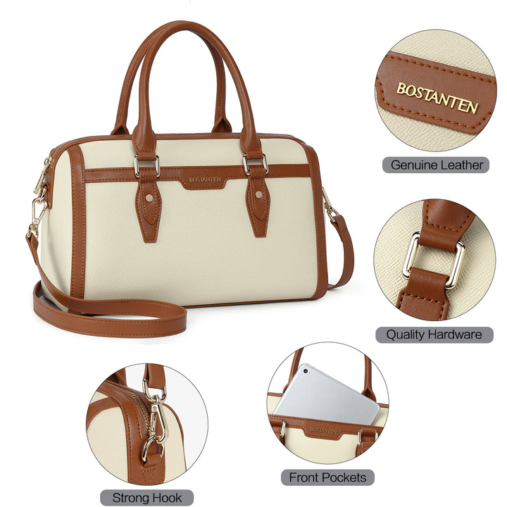 BOSTANTEN Womens Handbags Genuine Leather Designer Tote Bag Ladies Top Handle Bag Crossbody Satchel Purse - BOSTANTEN