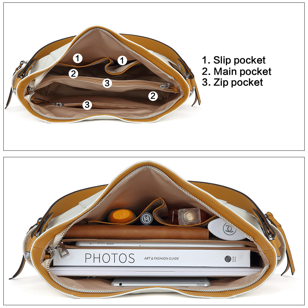 BOSTANTEN Women Leather Convertible Hobo Purse With Side Zipper Pocket - BOSTANTEN