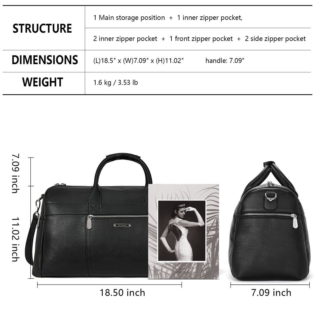BOSTANTEN Genuine Leather Duffel Bag Travel Weekender Overnight Luggage Tote Duffle Bags for Men - BOSTANTEN