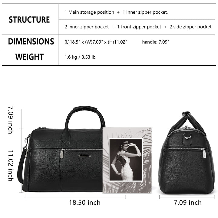 BOSTANTEN Genuine Leather Duffel Bag Travel Weekender Overnight Luggage Tote Duffle Bags for Men - BOSTANTEN