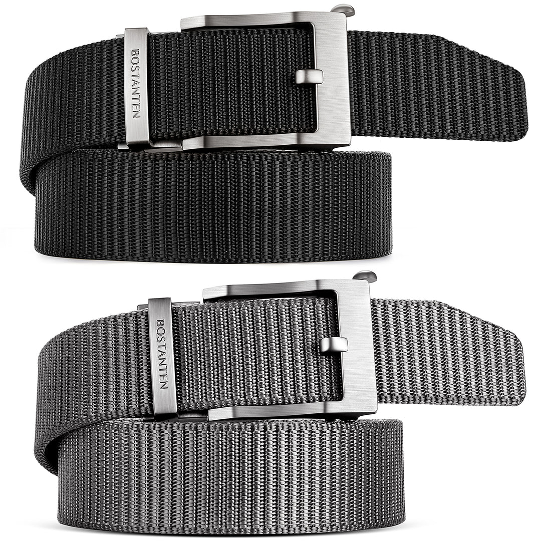 BOSTANTEN Men's Ratchet Dress Belts 2 Packs, Trim to Fit - BOSTANTEN