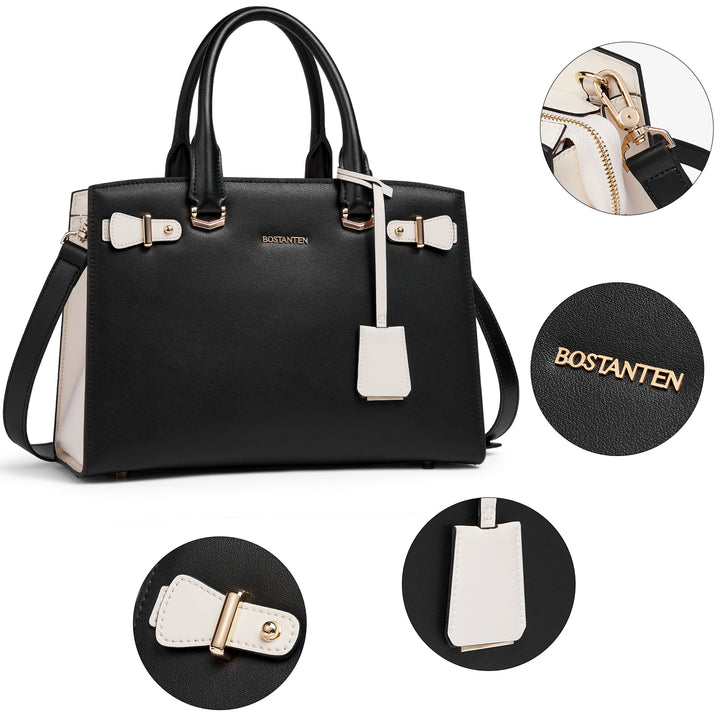 BOSTANTEN Women Leather Handbag Designer Satchel Purses Top Handle Shoulder Totes Crossbody Bag - BOSTANTEN