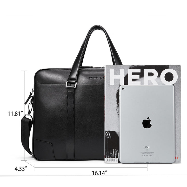 BOSTANTEN Leather Laptop Briefcase Best Work Bags Computer Bag for Men Black - BOSTANTEN