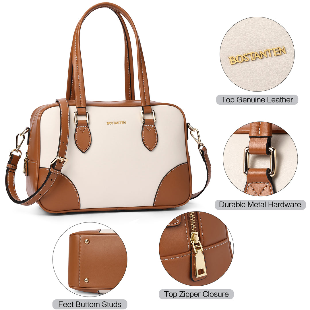 BOSTANTEN Women Handbags Designer Genuine Leather Tote Bags Ladies Top Handle Satchel Purses Wok Shoulder Bags - BOSTANTEN