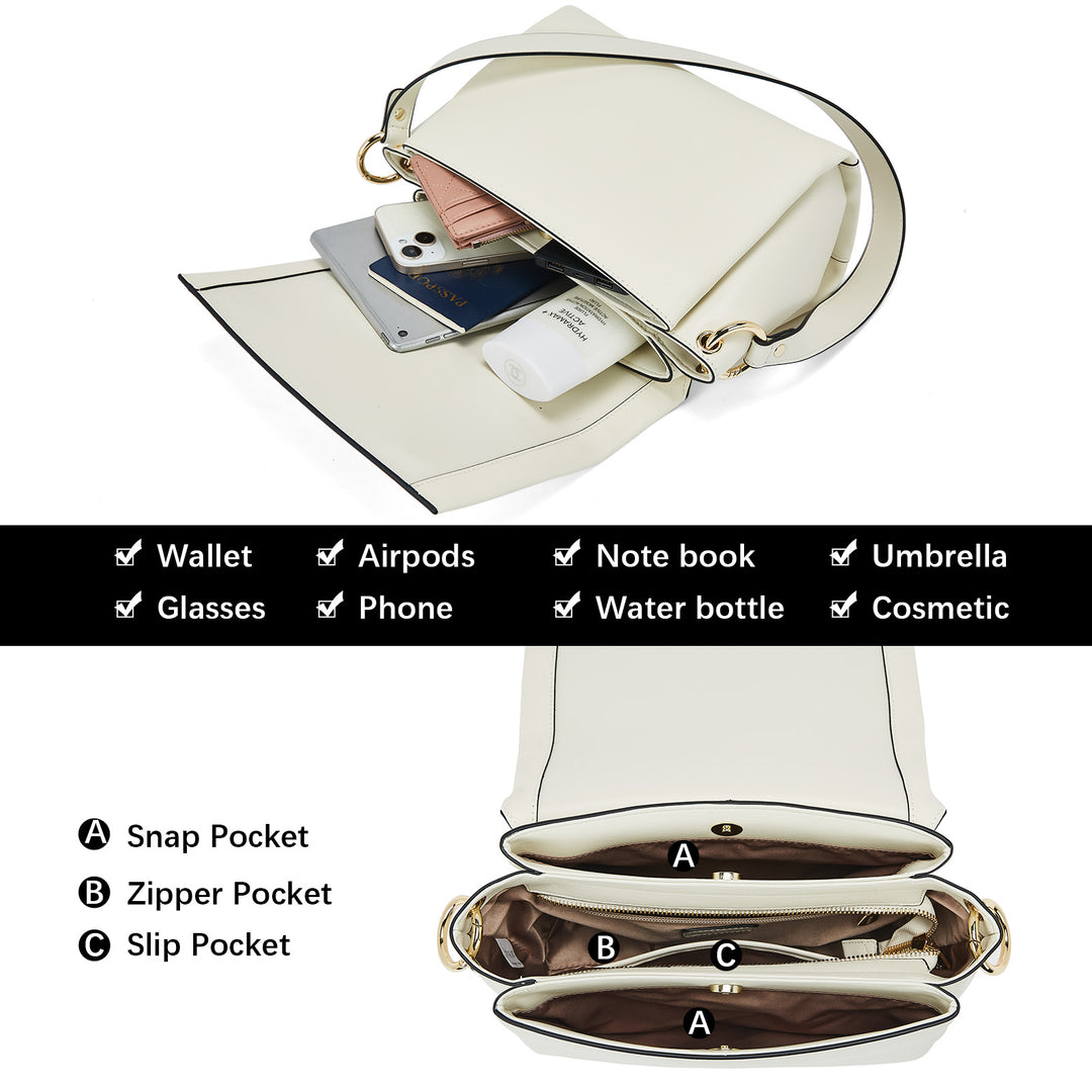 BOSTANTEN Leder Schulter Handtaschen Designer Frauen Geldbörsen Umhängetaschen mit Dreifach Fach 