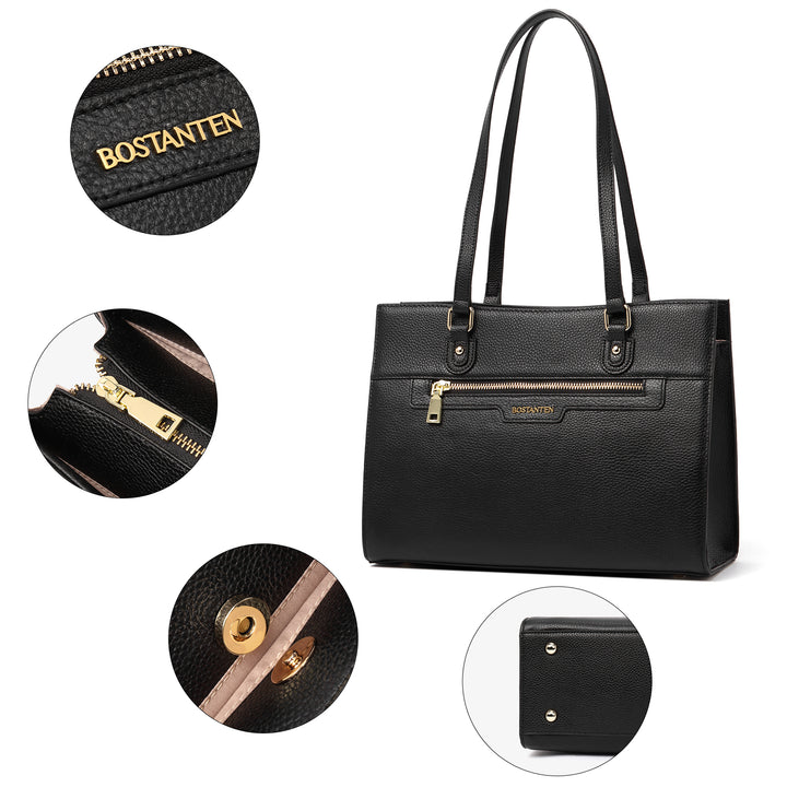 BOSTANTEN Women Leather Handbags Designer Satchel Purses Work Top Handle Shoulder Tote Bag for Travel Daily - BOSTANTEN