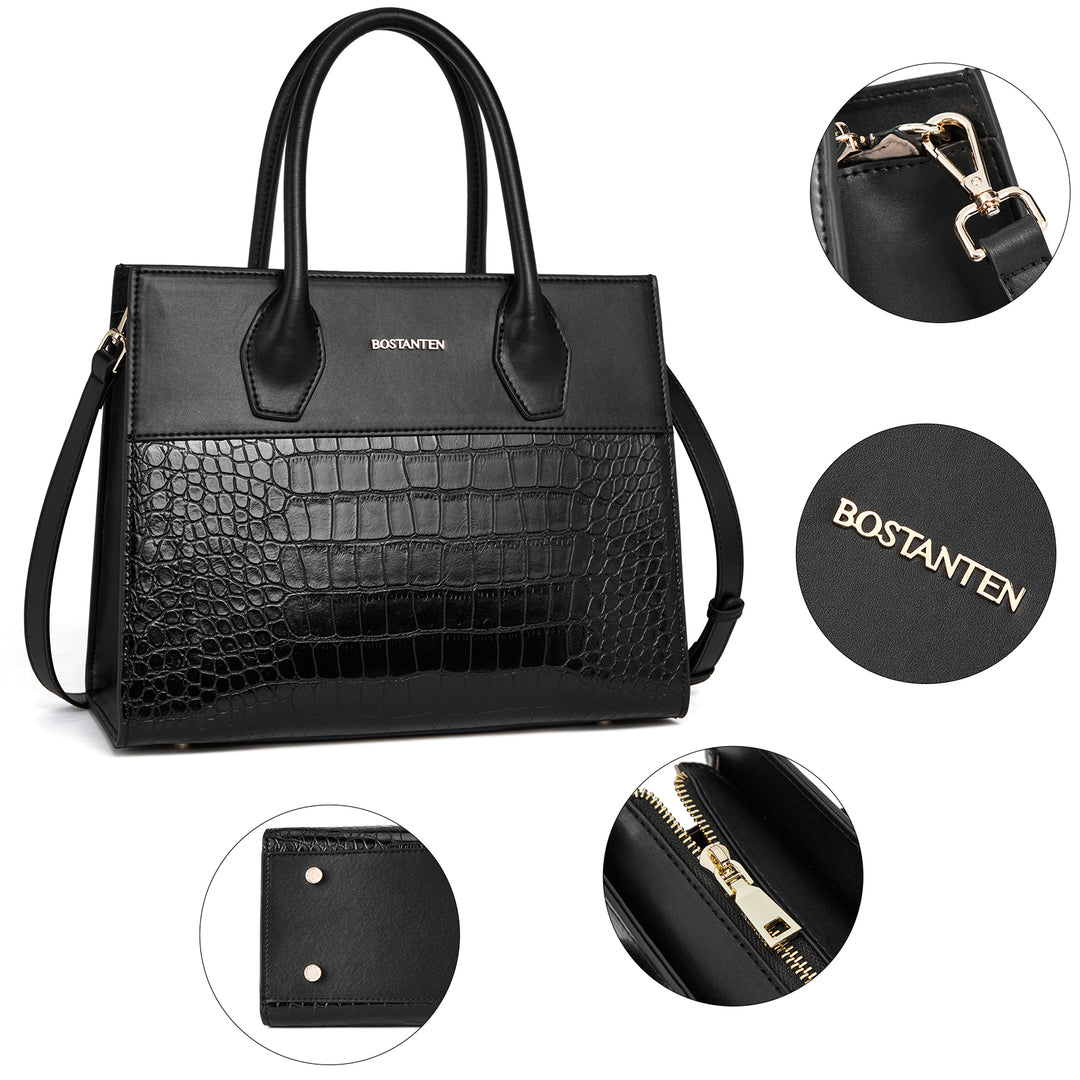 BOSTANTEN Women Handbags Genuine Leather Top Handle Satchel Purse Fashion Work Daily Tote Bags - BOSTANTEN