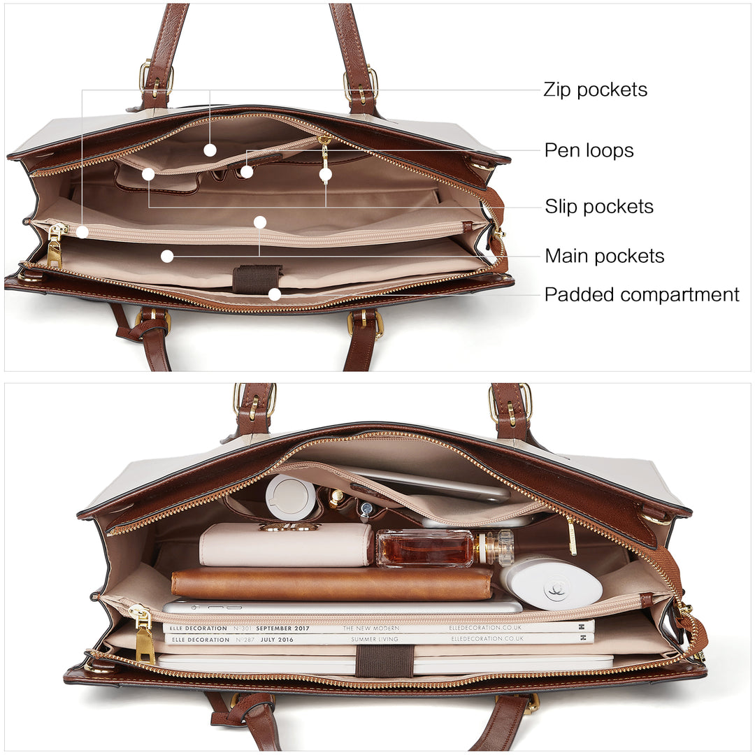 Stroud Leather Computer Briefcase — Optional Shoulder Straps - BOSTANTEN