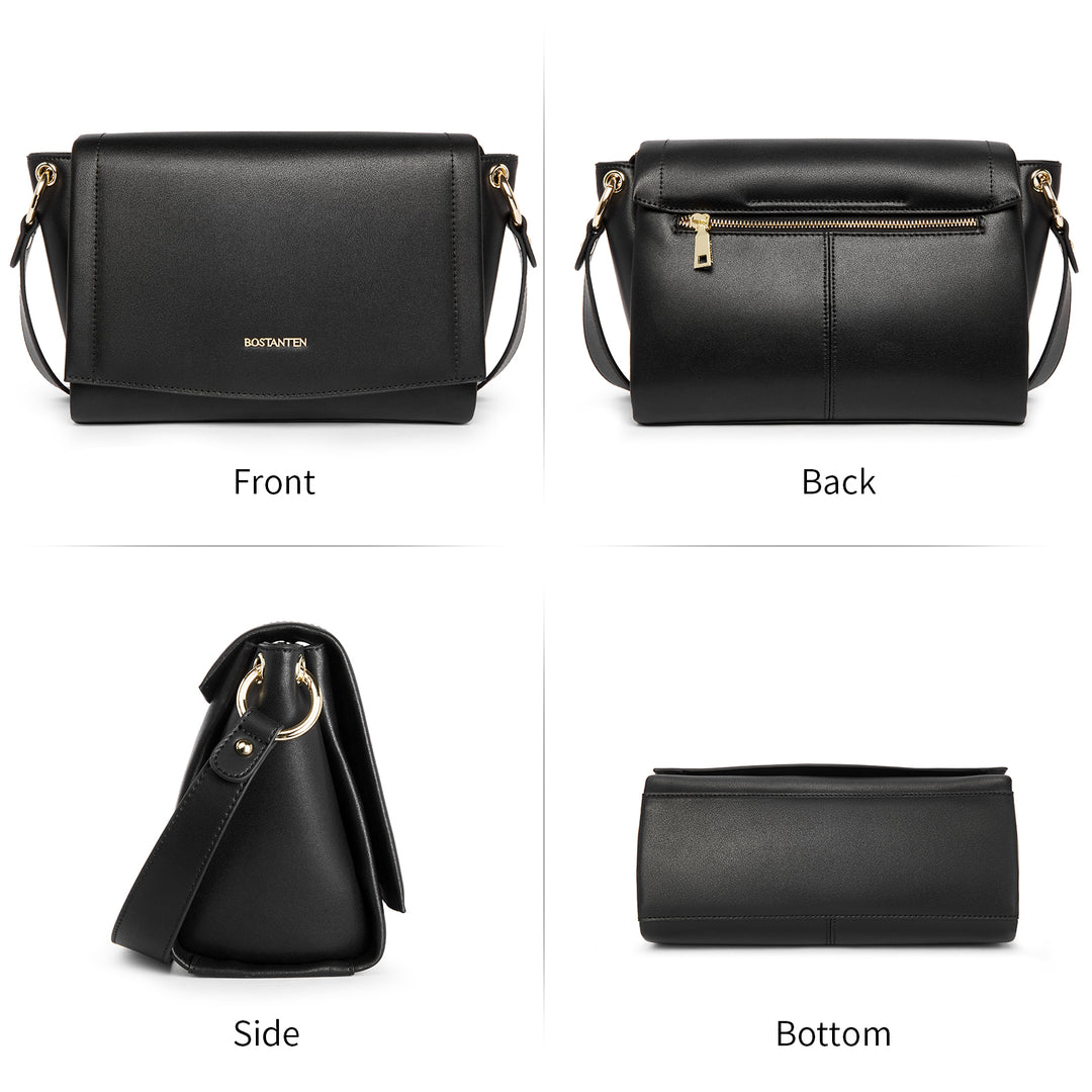 BOSTANTEN Womens Leather Crossbody Bags Designer Handbag Medium Trendy Shoulder Bag Purse - BOSTANTEN