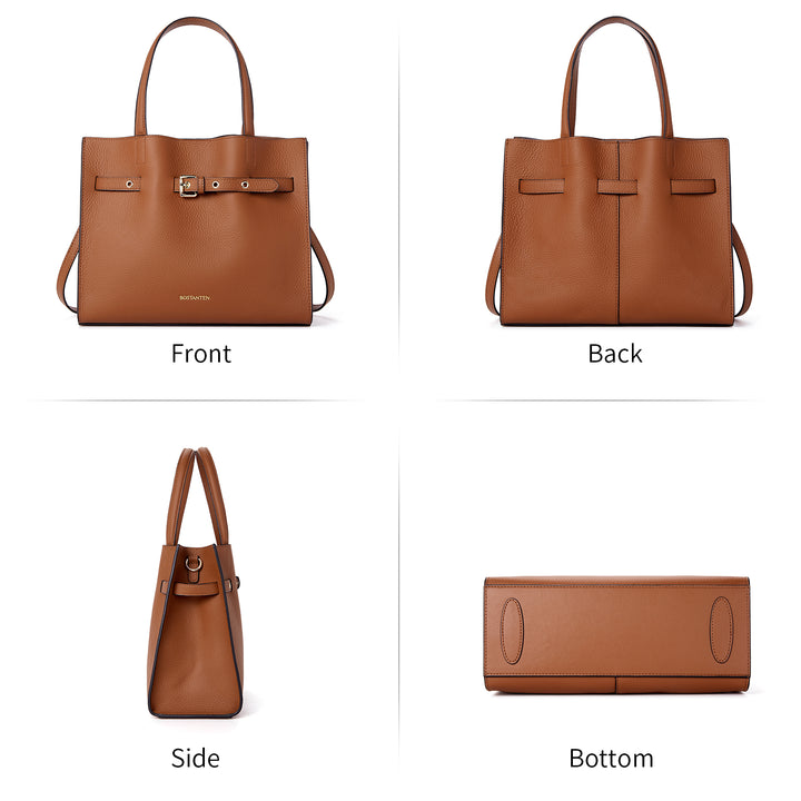 BOSTANTEN Women Handbags Purses Leather Tote Bags Designer Fashion Top Handle Crossbody Bags with Zipper Pouch - BOSTANTEN