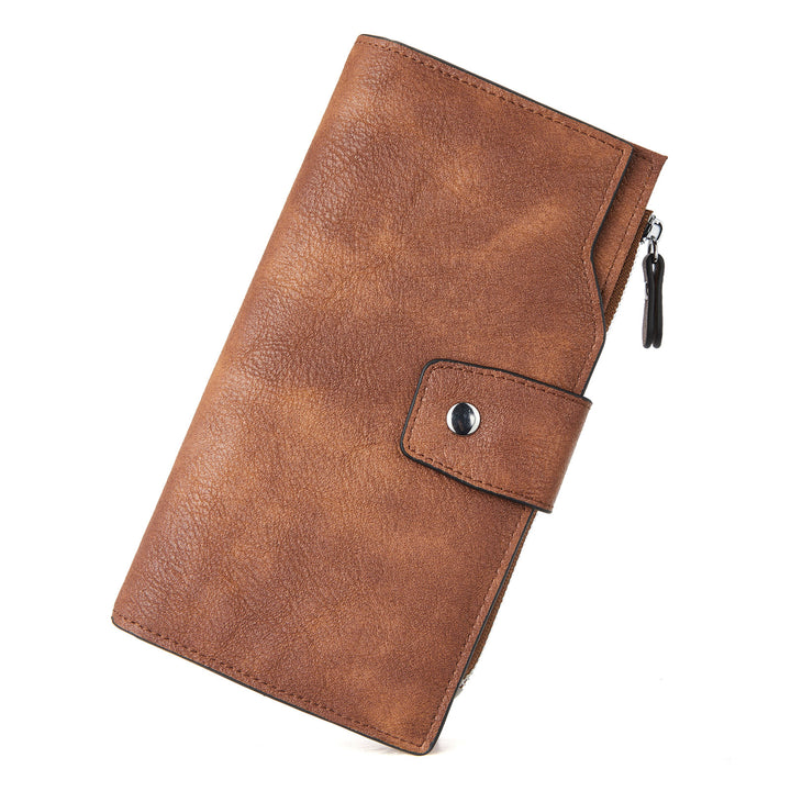 BOSTANTEN Womens Wallet Leather Wallets Large Capacity Cash Cluth Purses Coffee Rough Grain - BOSTANTEN