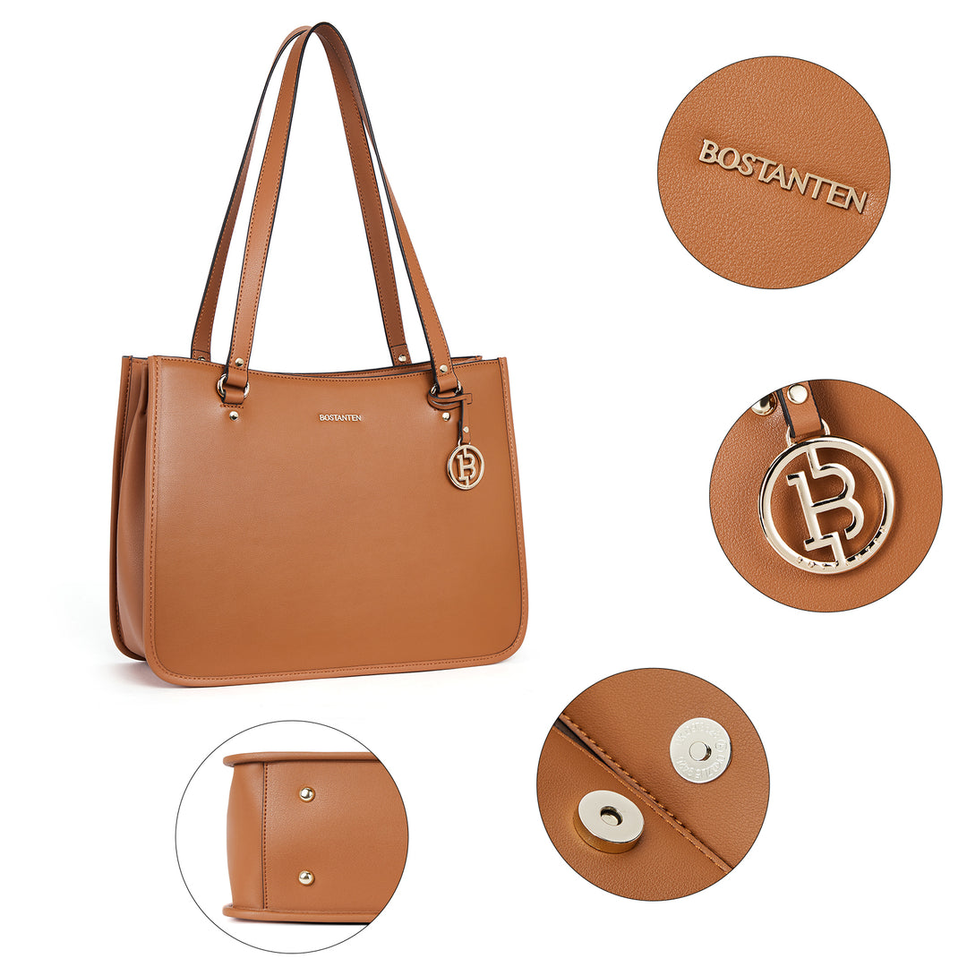 BOSTANTEN Leather Handbags Deigner Tote Bag Women Top-Handle Satchel Purses Shoulder Bags - BOSTANTEN