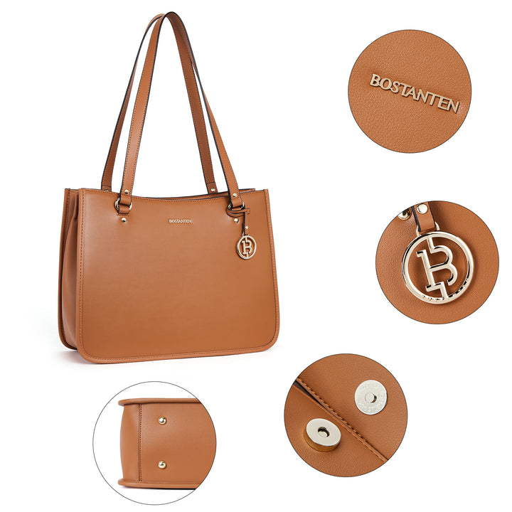 BOSTANTEN Leather Handbags Deigner Tote Bag Women Top-Handle Satchel Purses Shoulder Bags - BOSTANTEN