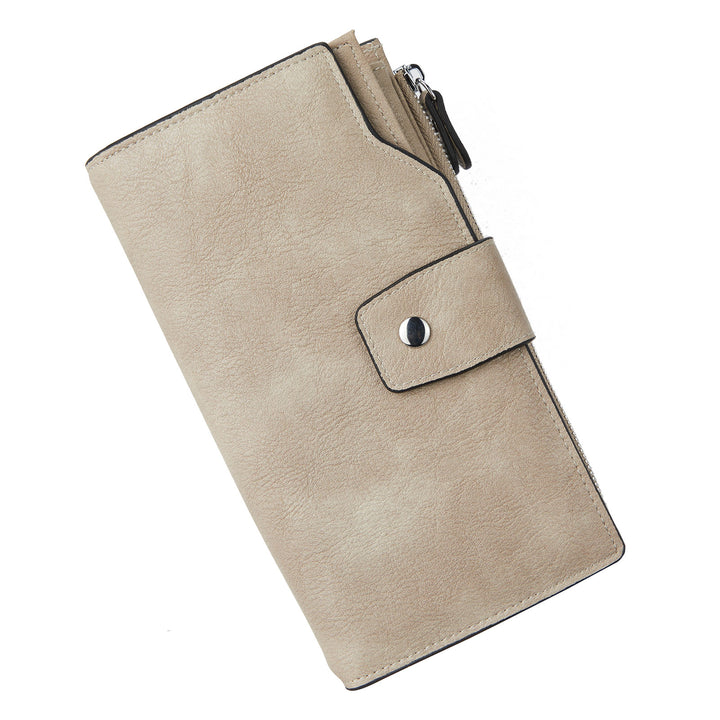 BOSTANTEN Womens Wallet Leather Wallets Large Capacity Cash Cluth Purses Coffee Rough Grain - BOSTANTEN