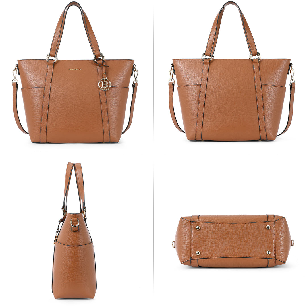 BOSTANTEN Women Leather Handbags Designer Purses Fashion Tote Shoulder Top Handle Bag for Work Daily - BOSTANTEN