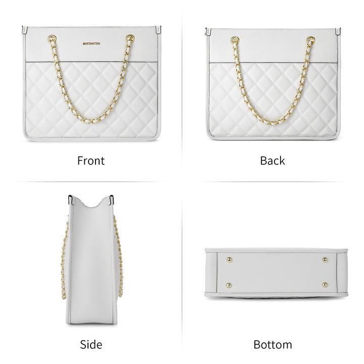 BOSTANTEN Handbags for Women Designer Leather Purses Quilted Shoulder Tote Bag with Chain Strap - BOSTANTEN