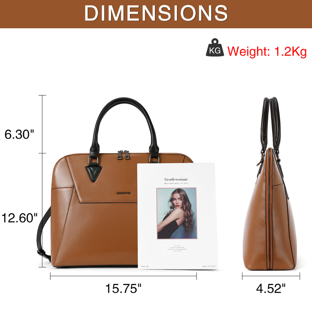Jasmina  Women's Leather lawyer Briefcase — Henna - BOSTANTEN