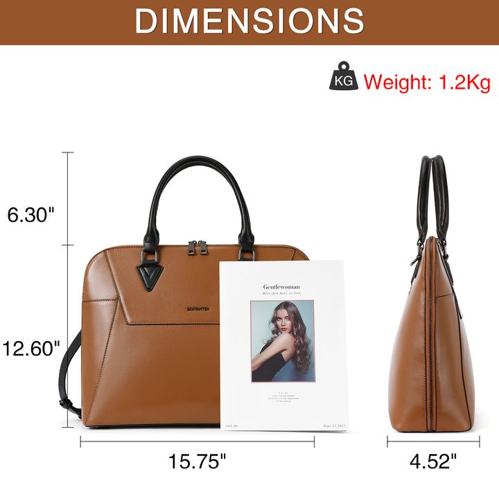 Jasmina  Women's Leather lawyer Briefcase — Henna - BOSTANTEN
