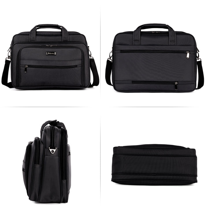 BOSTANTEN Laptop Bags 17 inch Briefcase for Men Canva Water-resistant Lightweight Shoulder Travel Bag Black - BOSTANTEN