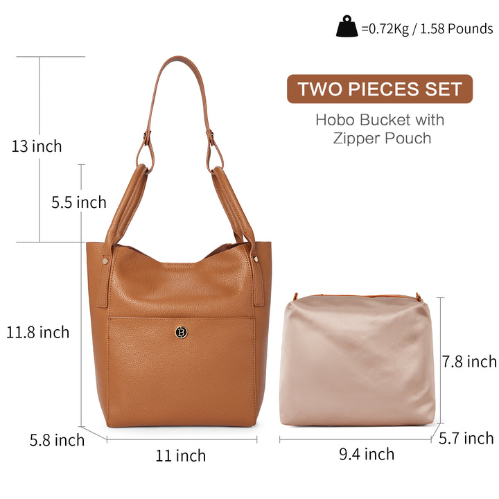 BOSTANTEN Women Handbags Leather Purses Designer Hobo Bucket Tote Bags with Zipper Pouch - BOSTANTEN