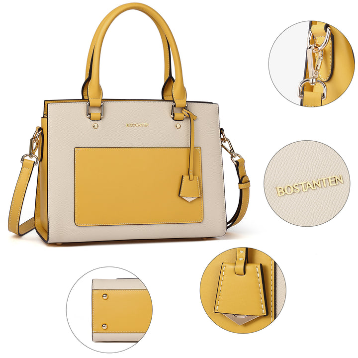 BOSTANTEN Women Top Handle Leather Tote Bag With Shoulder Strap - BOSTANTEN